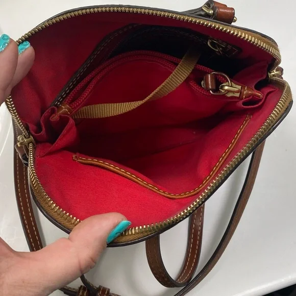 Dooney & Bourke Olive Green Crossbody Bag with Brown Strap - Picture 2 of 7